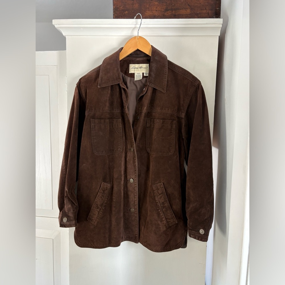 Vintage Eddie Bauer Brown Leather Suede Ranch Jacket small Chore Jacket